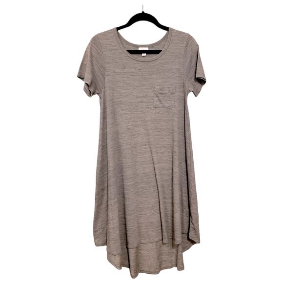 LuLaRoe Carly Dress XS Solid Heathered Grey Stripe Swing Hi-Low A-Line Swing - Picture 9 of 9
